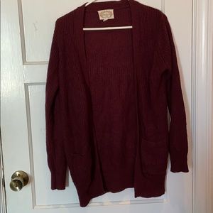 Burgundy knit cardigan